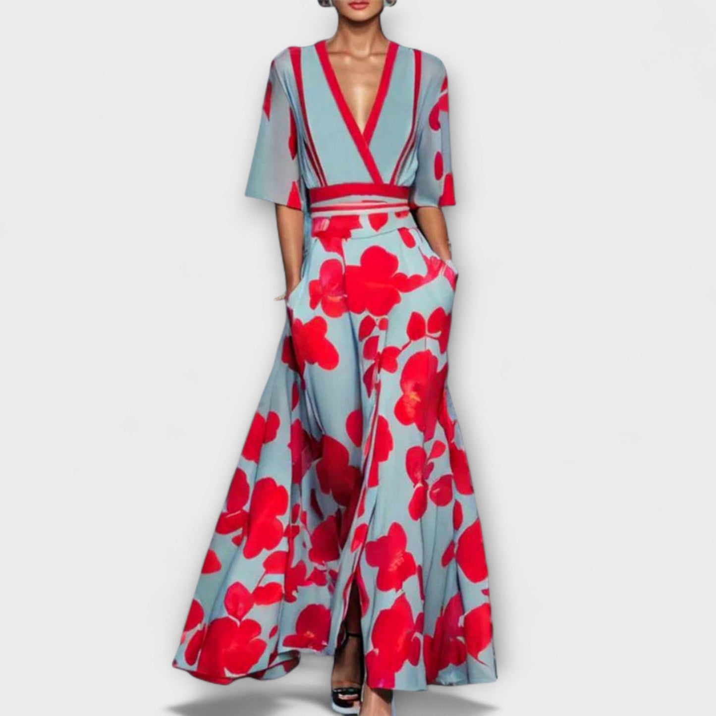 Γιούλια – Λουλουδάτο Maxi Φόρεμα